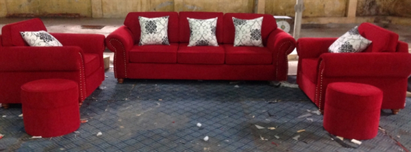 Bộ ghế sofa nỉ màu đỏ mã TL016